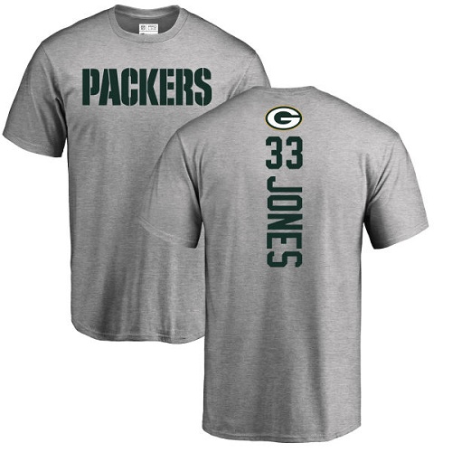 Men Green Bay Packers Ash #33 Jones Aaron Backer Nike NFL T Shirt